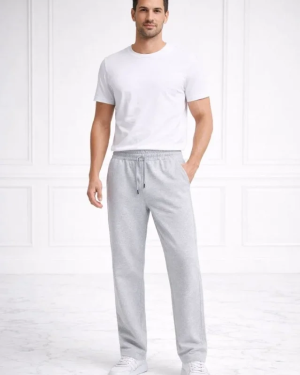 Erkek Düz Paça Beli Lastikli İpli Günlük Spor Eşofman Altı Rahat Fit - Gri