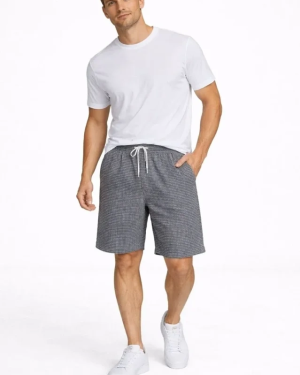 Erkek Pötikareli Şort – Beli Lastikli Bağcıklı, Cepli, Rahat Kesim Günlük Yazlık Şort - Füme