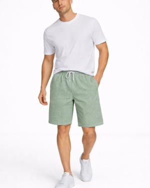 Erkek Pötikareli Şort – Beli Lastikli Bağcıklı, Cepli, Rahat Kesim Günlük Yazlık Şort - Mint Yeşili