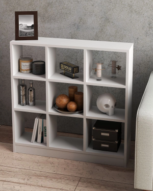 KİTAPLIK ÇOK AMAÇLI MUTFAK RAF DOLAP  9 BÖLMELİ BEYAZ