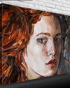 Kızıl Saçlı Yağlı Boya Kadın Portresi Kanvas Tablo 50 x 70