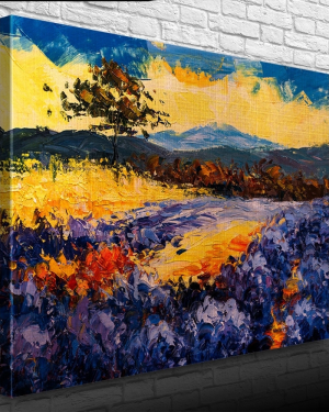 Mavi ve Sarı Tonlarda Gündoğumu Manzara Kanvas Tablo 50 x 70