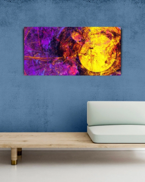 Mor ve Sarı Tonlarda Soyut Kanvas Tablo 60 x 120