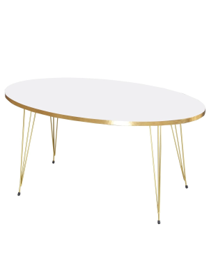 Orta Sehpa Elips Gold Beyaz Tel