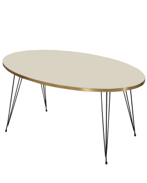 Orta Sehpa Elips Siyah Tel Ayak Altın Krem