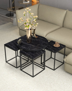 Orta Sehpa Ve Zigon Sehpa Oval Lüx 5'Li Set Bendir