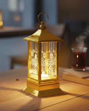 Ramazan Temalı Gold Kare Kubbe LED Lamba