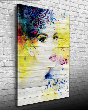 Sarı Beyaz Tonlarda Kadın Portresi Kanvas Tablo 50 x 70