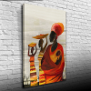 Turuncu ve Gri Tonlarda Afrika Yerli Kadınlar Kanvas Tablo 50 x 70