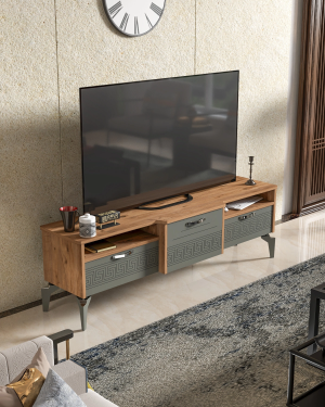 Tv Sehpası Tv Ünitesi 160 Cm Atlantik Çam Antrasit Mistral 5071