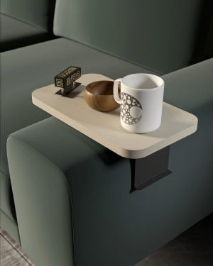 Yan Sehpa Ayarlanabilir Tepsi DİKDÖRTGEN Dekoratif Modern Yatay Dikey Koltuk Sehpası KREM