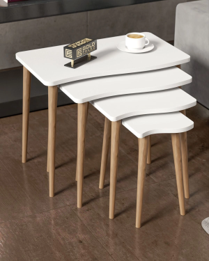 Zigon Sehpa Ahşap 4'lü Beyaz KR