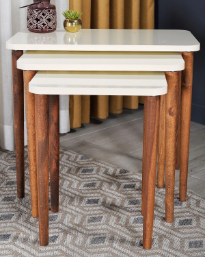 Zigon Sehpa Ahşap Torna Ayak Krem Kr 2068