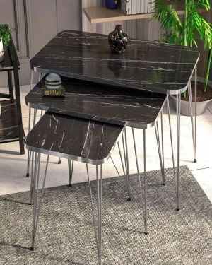 Zigon Sehpa Kare Gümüş Tel Ayak Bendir-1096