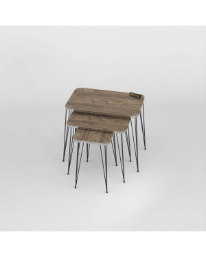 Zigon Sehpa Kr Gümüş Ceviz Tel Siyah Ayak