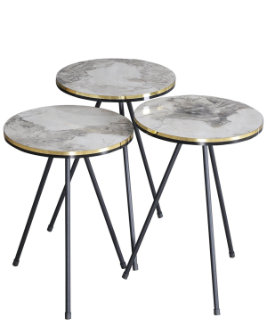 Zigon Sehpa Siyah Metal Ayak Çift Altın Efes 1080