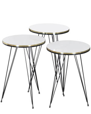 Zigon Sehpa Siyah Tel Ayak Çift Altın Beyaz 1046