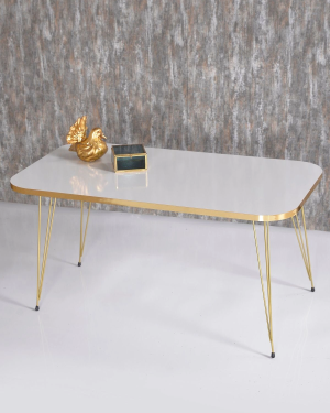 Zigon Sehpa Ve Orta Sehpa Kr Set Gold Beyaz Tel