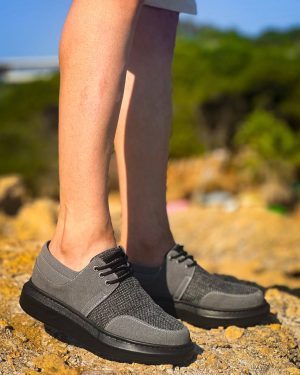 KB-042  Kuback Bağcıklı Gri Siyah Taban Günlük Erkek Ayakkabı