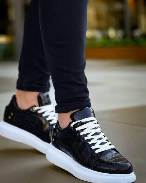 KB047  Kuback SİYAH Crocodile Günlük Erkek  Ayakkabı